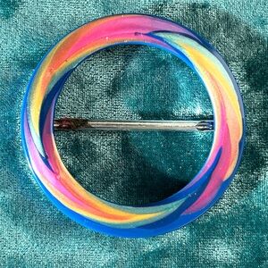 Astor Germany Vintage 1980s Pyschedelic Belt Buckle/ Scarf Loop